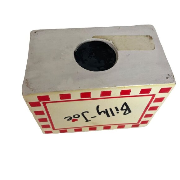 Billy-Joe Retro 80s CheckeredLunch Box Piggy Bank Red Handle Heart Accent - Picture 8 of 8